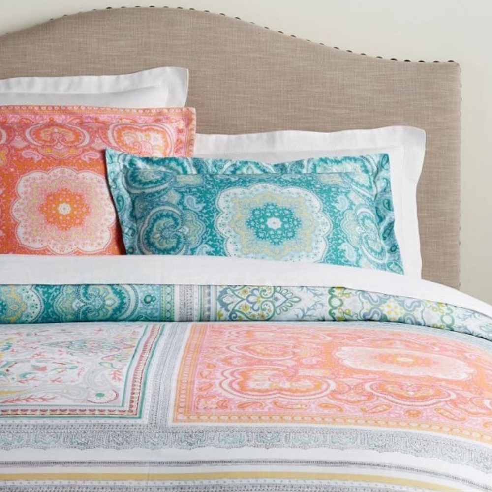 Hard to find Pottery Barn Claire Scarf Organic Queen Duvet & Euro Sham Set